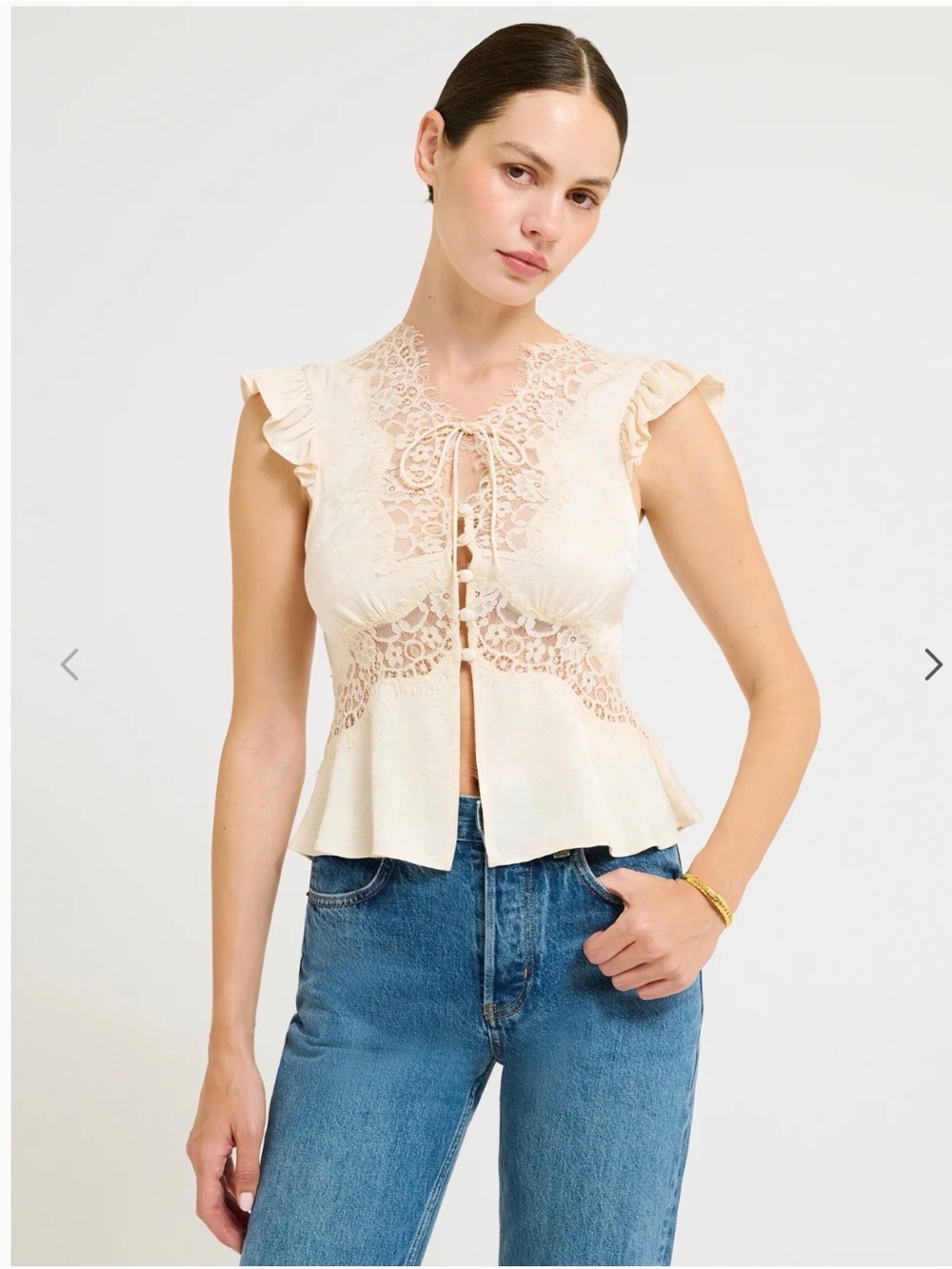 Rumored Wisteria Top NWT in Ivory Jacquard Size Small 2/4 - Picture 2 of 5